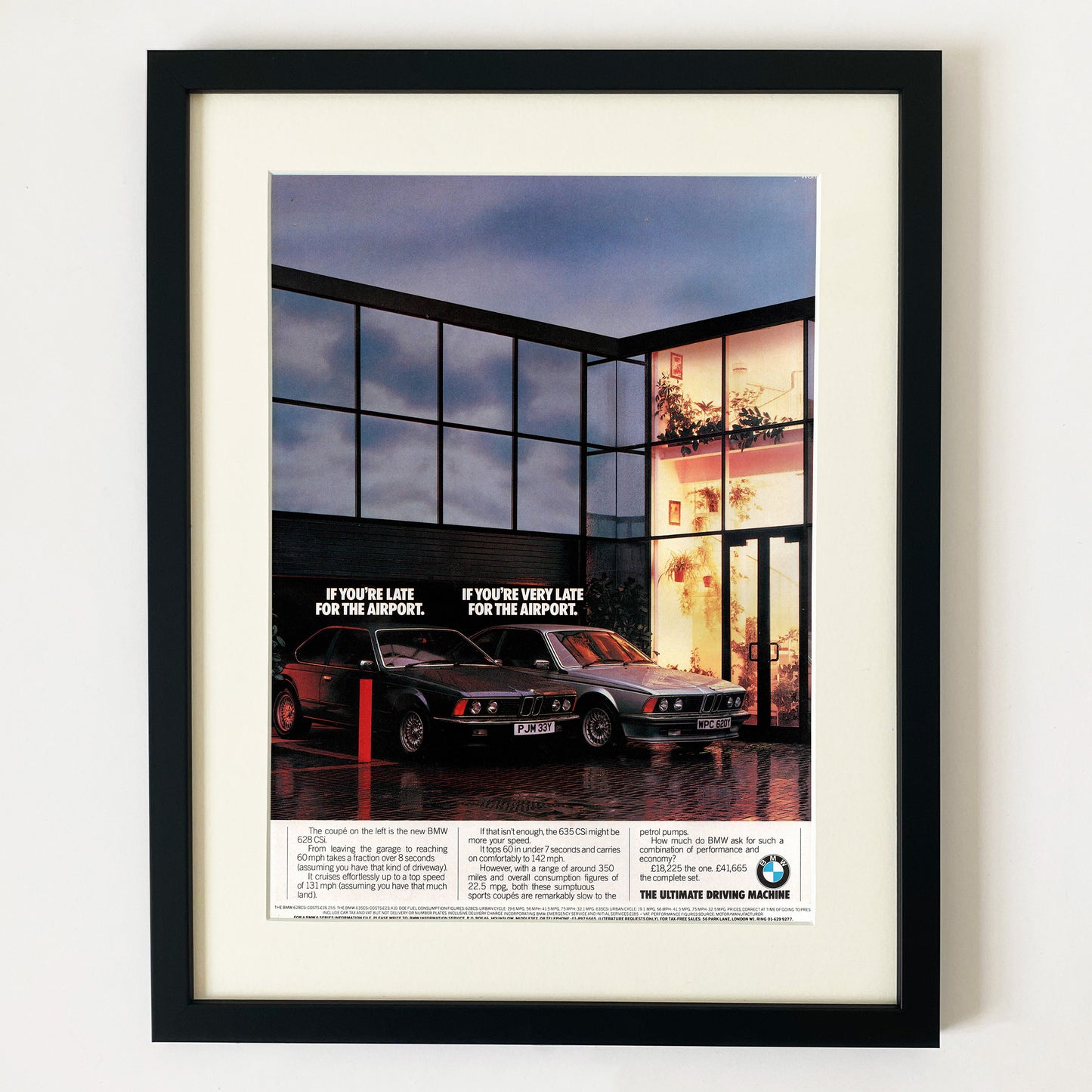 'If Your Late For The Airport...' - Framed BMW Advert