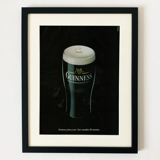 'From A Can. Now Smoother & Creamier' - Framed Guinness Advert