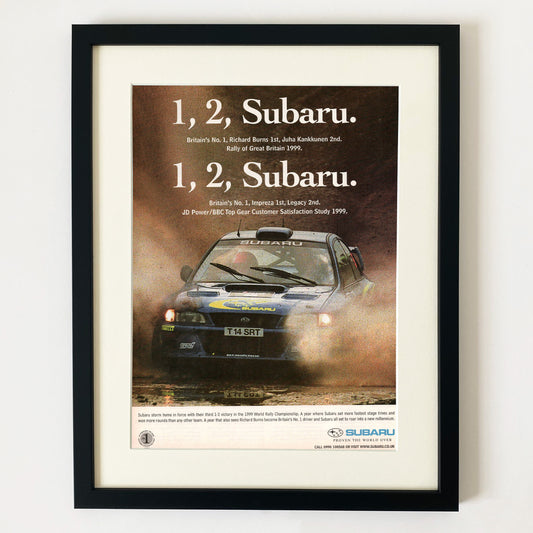 '1, 2, Subaru...' - Framed Subaru Advert