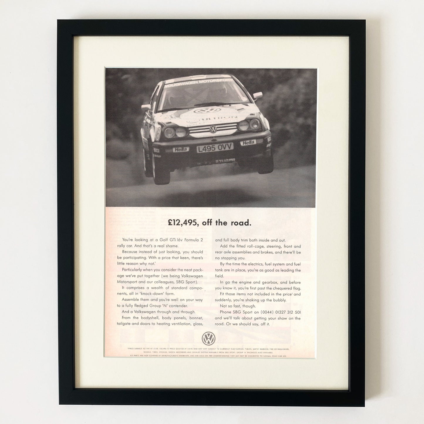 '£12,495, Off The Road' - Framed Volkswagen Advert