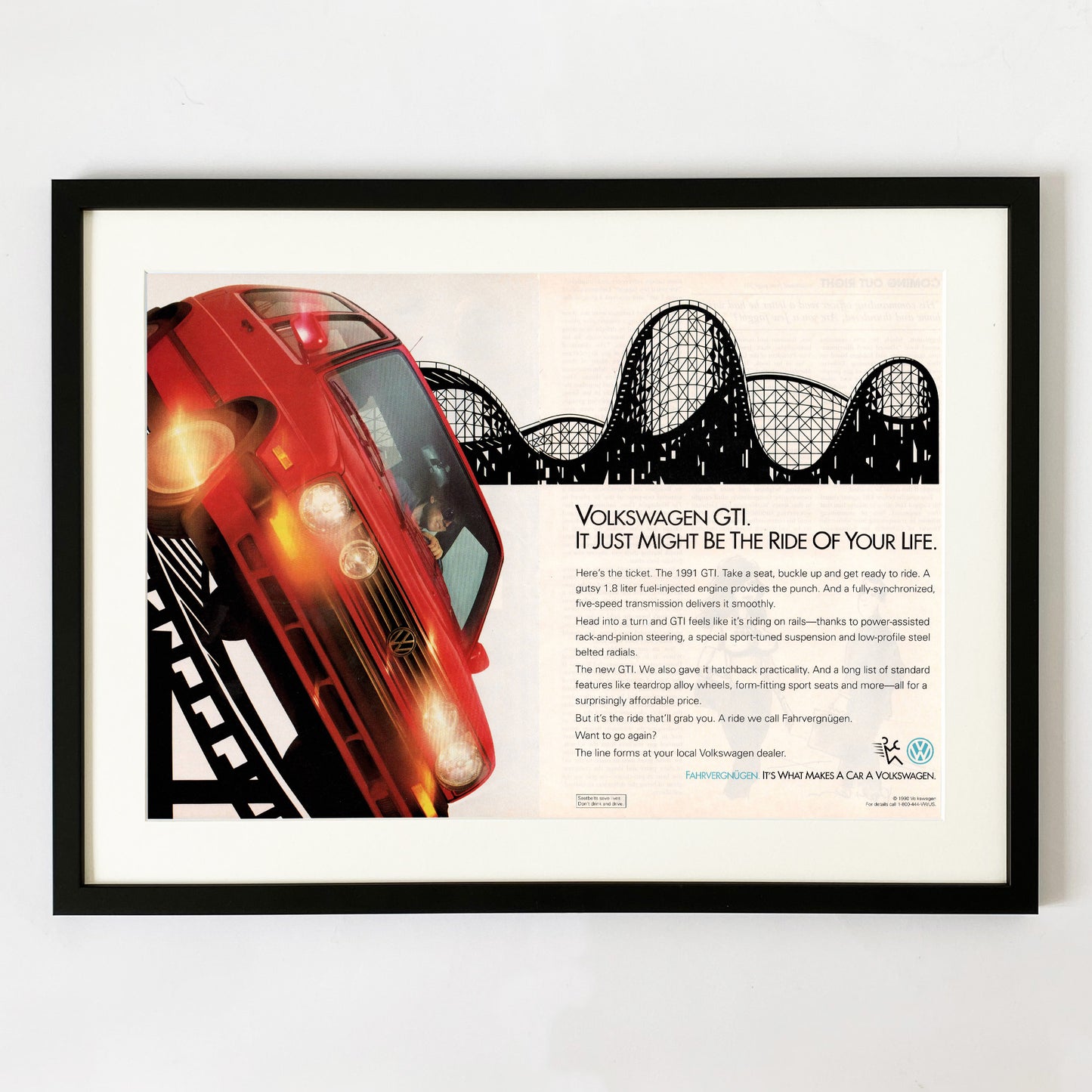 'It Might Just Be The Ride Of Your Life' - Framed Volkswagen Advert