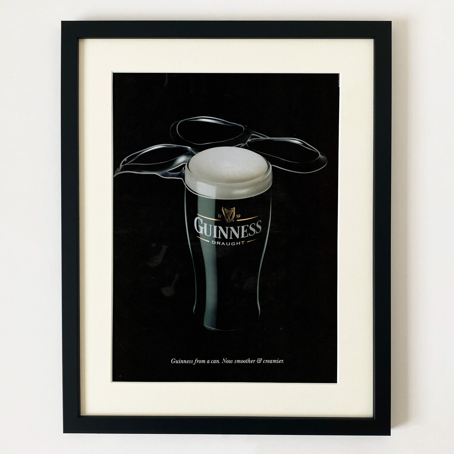 'From A Can. Now Smoother & Creamier' - Framed Guinness Advert